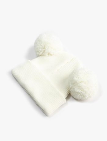Girls' Pom-Pom Knit Beanie