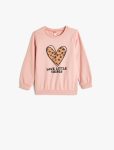 Girls' Baby Heart Print Long Sleeve Cotton Sweatshirt