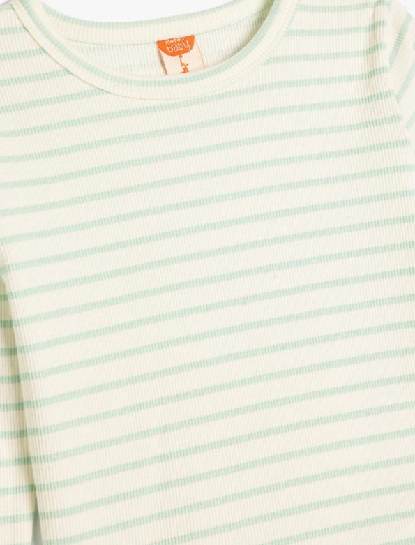 Girls' Long Sleeve Cotton Striped T-Shirt