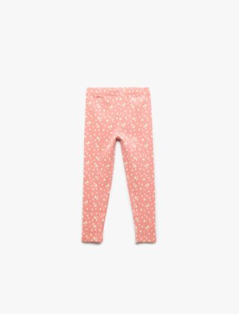 Girls' Cotton Floral Print Elastic Waist Long Leggings