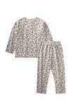 Patterned Girls' Pajama Set 2-8 Years Cream