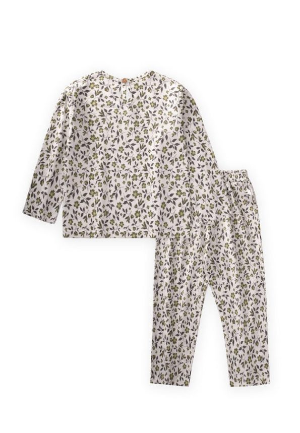 Patterned Girls' Pajama Set 2-8 Years Cream