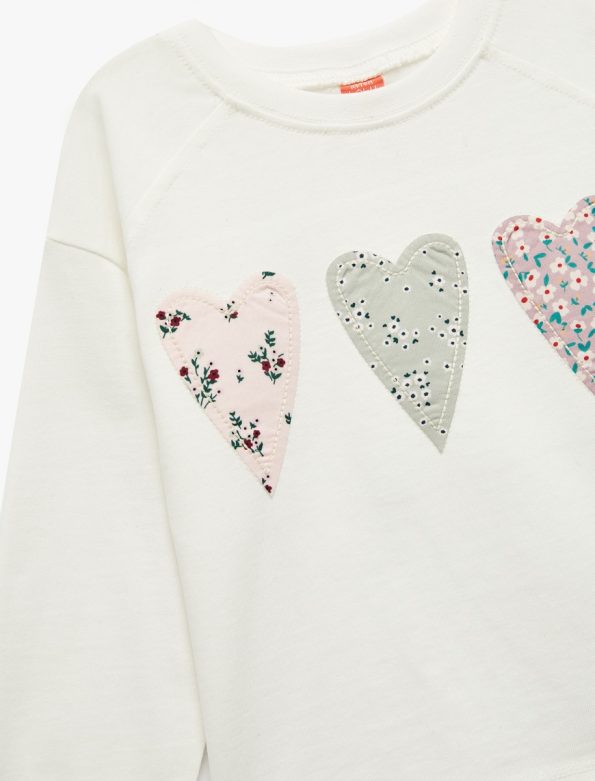Girls' Cotton Long Sleeve Appliqué Detail T-Shirt