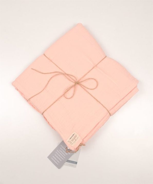 Muslin Baby Sheet (Washed) 120X150cm +/- 2cm Powder Pink