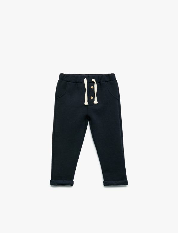 Baby Boy Fleece-Lined Cuffed Button-Up Sweatpants