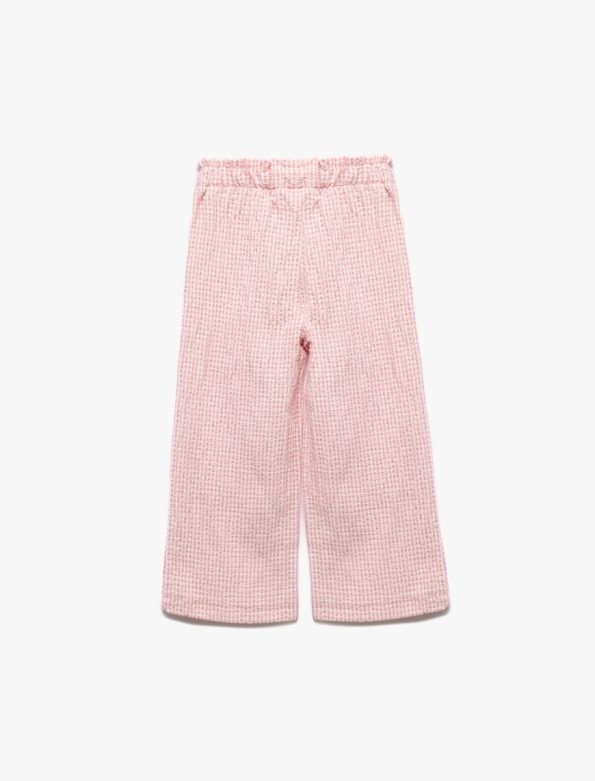 Girls' Baby Waistband Checked Wide Leg Pants