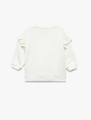 Girls' Long Sleeve Butterfly Detail Frill Sweatshirt