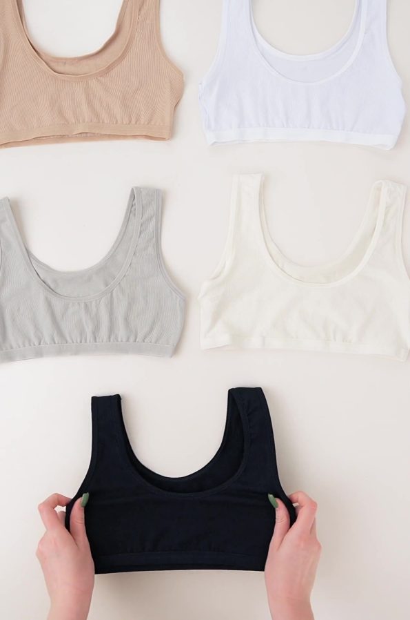Happyfox Cotton Young Girls Bra 5 Piece Set with Stretchy Wide Strap Tank Top