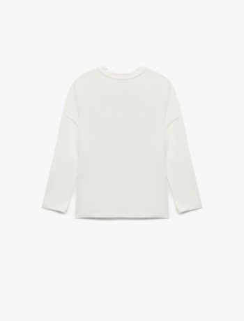 Girls' Cotton Long Sleeve Appliqué Detail T-Shirt