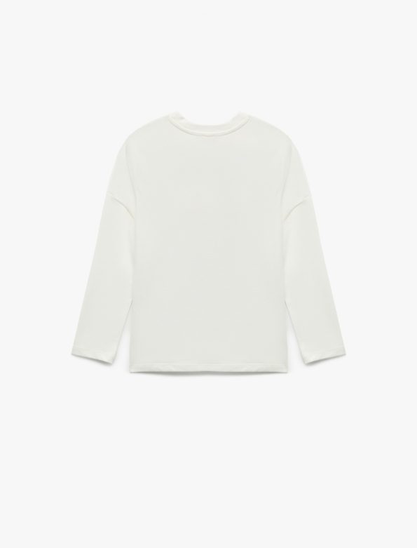 Girls' Cotton Long Sleeve Appliqué Detail T-Shirt