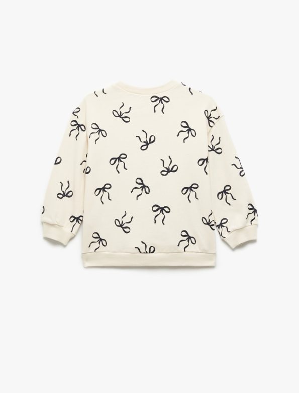 Girls' Long Sleeve Bow Print Cotton Sweatshirt