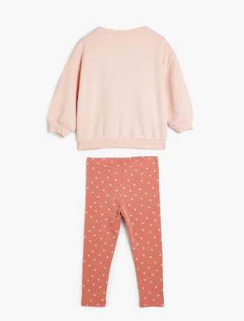 Girls' Baby 2-Piece Set with Bow Detail Sweatshirt and Polka Dot Leggings