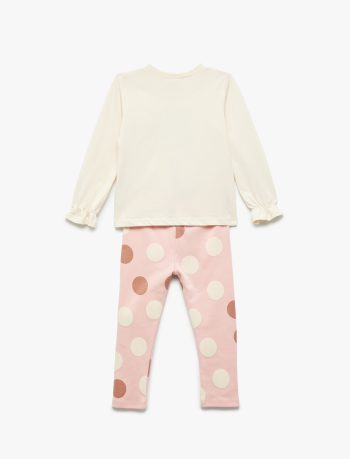 Girls' Cotton Long Sleeve Printed T-Shirt and Leggings Set