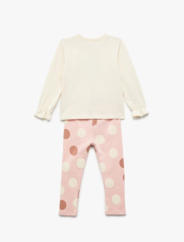 Girls' Cotton Long Sleeve Printed T-Shirt and Leggings Set
