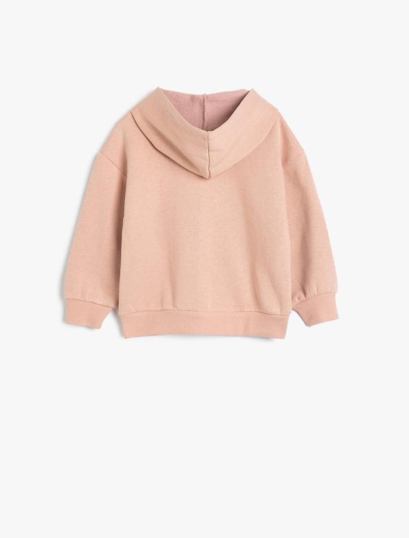 Girls' Hooded Zippered Sweatshirt with Ballerina Print