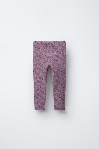 Girls' Cotton Purple Floral Sweatshirt and Leggings Set