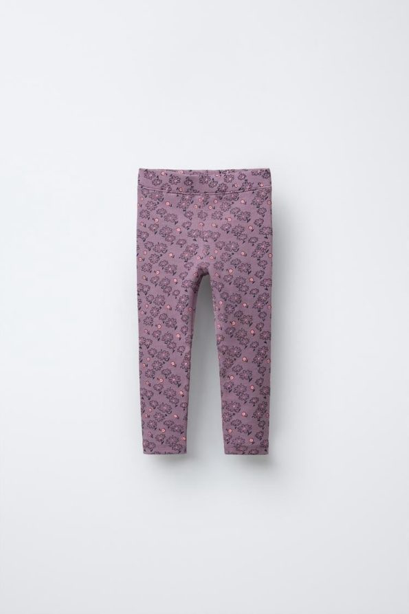 Girls' Cotton Purple Floral Sweatshirt and Leggings Set