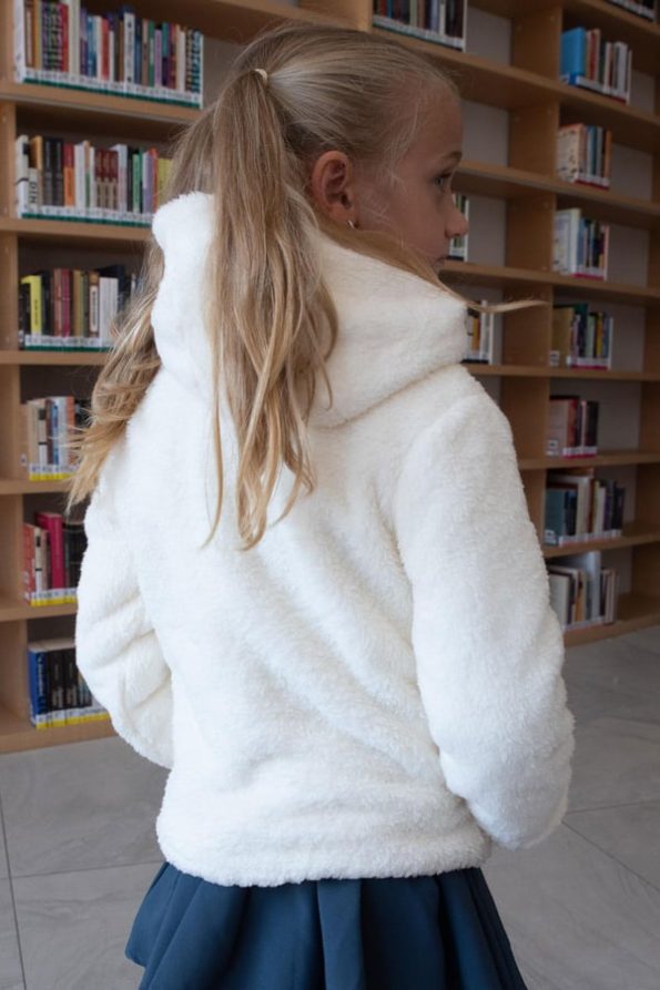 Girls' Hooded Fleece Sweatshirt with Elastic Waist Cream (Ages 5-8)