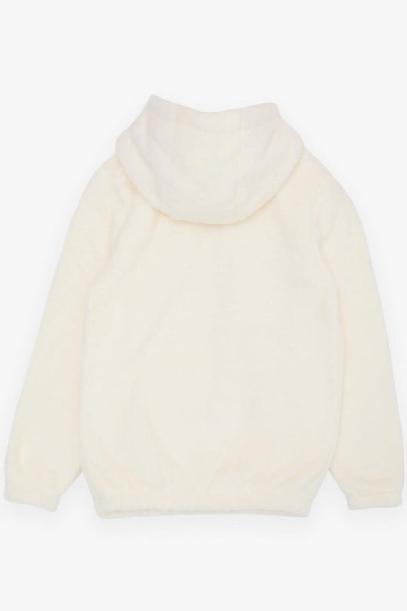 Girls' Hooded Fleece Sweatshirt with Elastic Waist Cream (Ages 5-8)