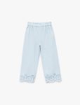 Girls' Cotton Elastic Waist Embroidered Pants