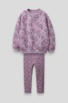Girls' Cotton Purple Floral Sweatshirt and Leggings Set