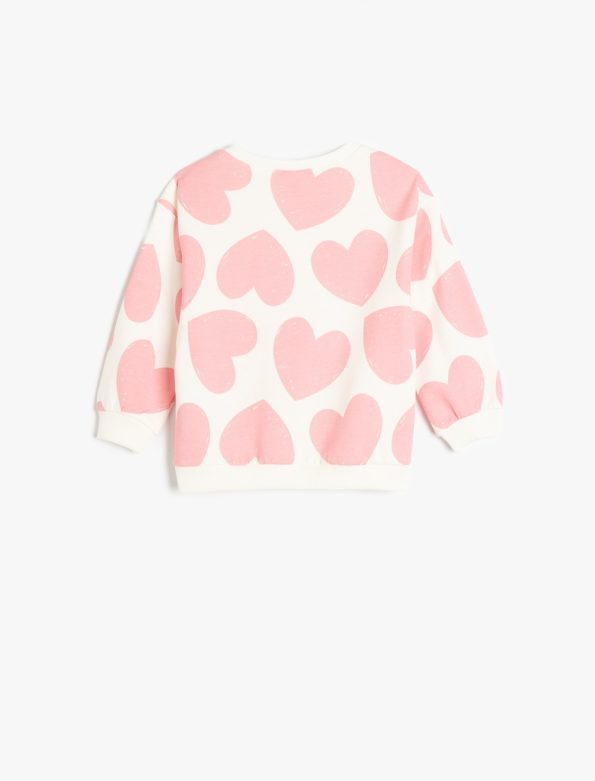 Girls' Long Sleeve Heart Print Sweatshirt
