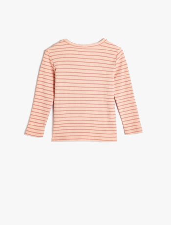 Girls' Long Sleeve Ribbed Cotton T-Shirt