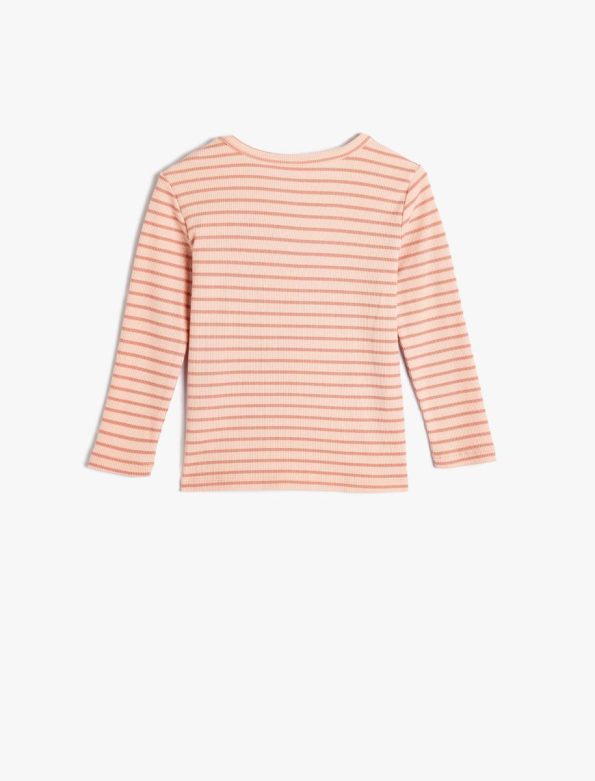 Girls' Long Sleeve Ribbed Cotton T-Shirt