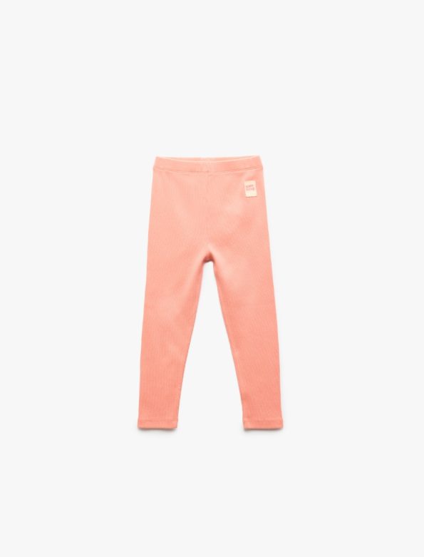 Girls' Cotton Label Detail Basic Leggings