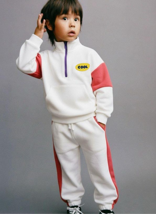 Unisex Children's Cotton White Pink Cool Zip Tracksuit