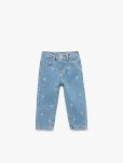 Girls' Baby Cotton Denim Pants with Embroidery and Pockets