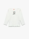 Girls' Long Sleeve Cotton T-Shirt with Bow Detail