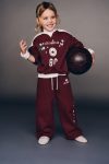Girls' Cotton Burgundy Los Angeles Printed Floral Oversized Tracksuit