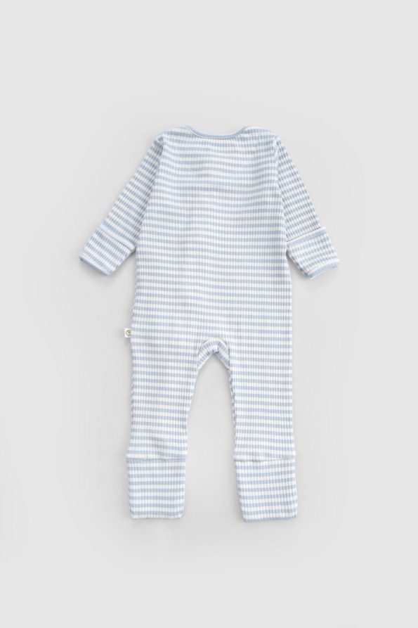 Self-Mitten and Booties Blue Modal Zip-Up Bodysuit
