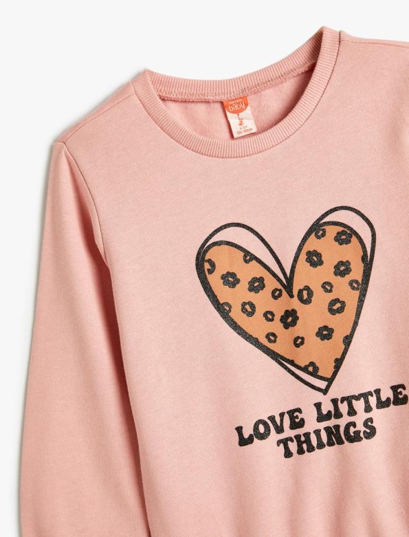 Girls' Baby Heart Print Long Sleeve Cotton Sweatshirt