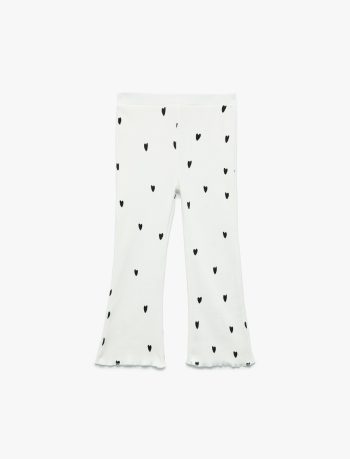 Girls' Cotton Heart Print Flared Leggings