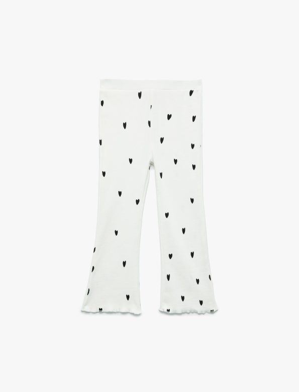 Girls' Cotton Heart Print Flared Leggings