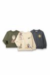 Boys' Cotton 3-Piece Sweatshirt Set - Animal and Character Prints