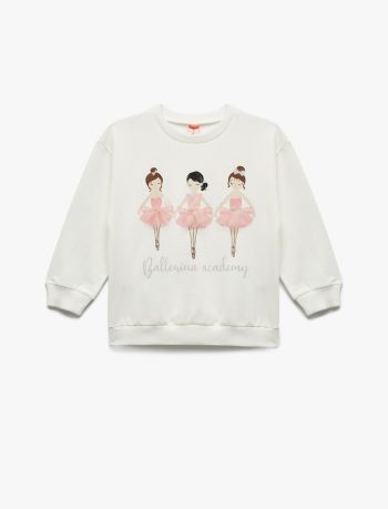 Girls' Cotton Long Sleeve Crew Neck Sweatshirt
