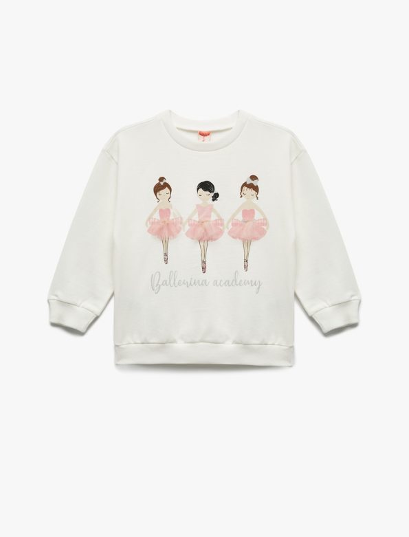 Girls' Cotton Long Sleeve Crew Neck Sweatshirt