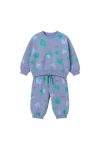 Boys' Cotton Blue Patterned Sweatshirt and Jogger Set - Green Turquoise NAVI Print