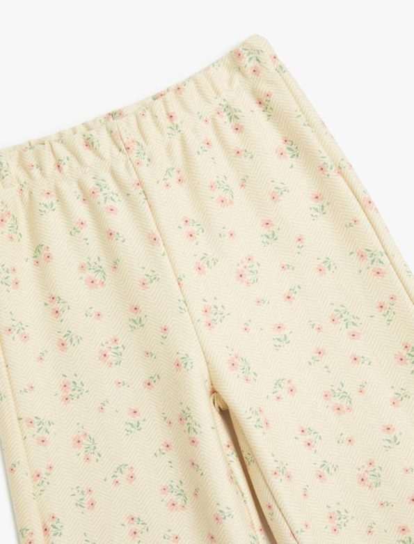 Girls' Floral Cotton Sweatpants with Elastic Waist