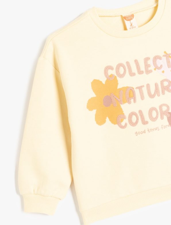 Girls' Cotton Slogan Print Long Sleeve Crew Neck Sweatshirt