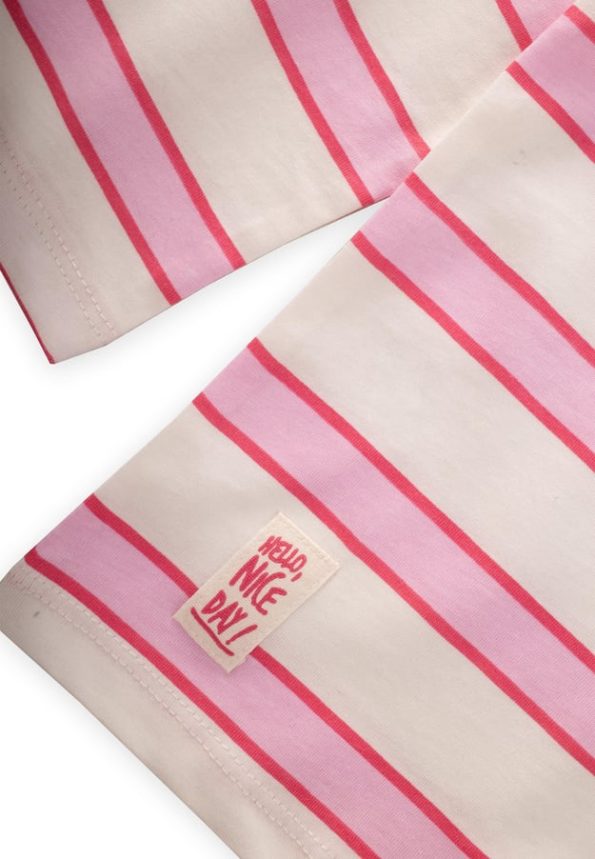 Striped Long Sleeve T-Shirt Set for Ages 2-12 in Fuchsia Pink