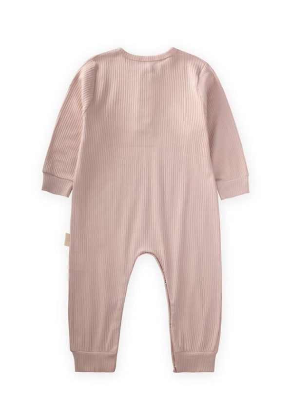 Cuffed Ribbed Jumpsuit for Ages 0-3 in Dusty Pink