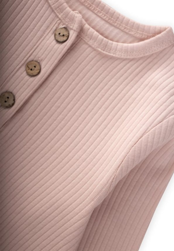 Cuffed Ribbed Jumpsuit for Ages 0-3 in Dusty Pink