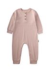Cuffed Ribbed Jumpsuit for Ages 0-3 in Dusty Pink