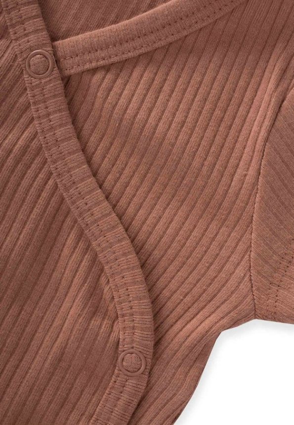 Ribbed Cross-Over Bodysuit 0-6 Months Brown