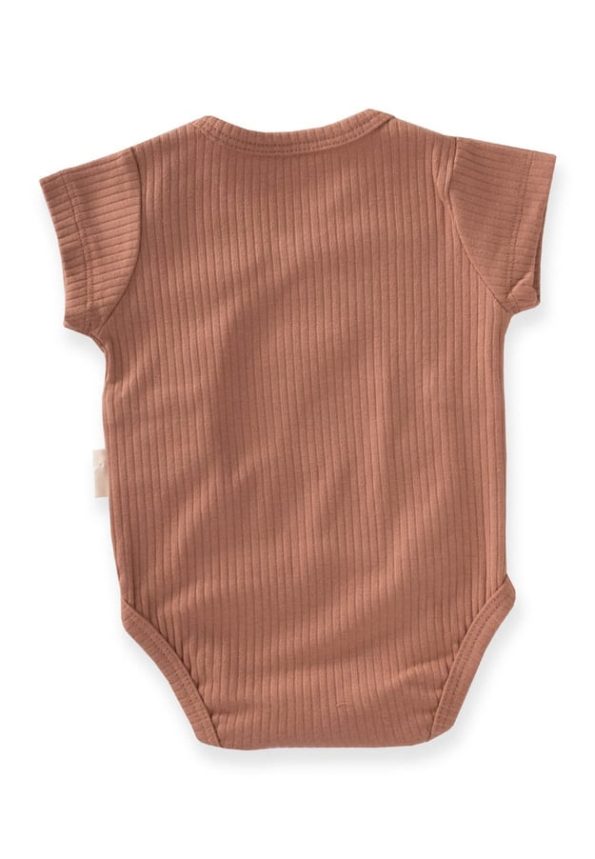 Ribbed Cross-Over Bodysuit 0-6 Months Brown