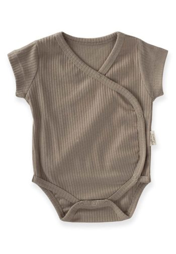 Ribbed Cross-Over Bodysuit 0-6 Months Mink